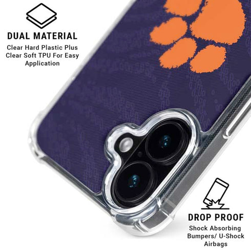 Clemson University Paw Logo iPhone 16 Clear Case