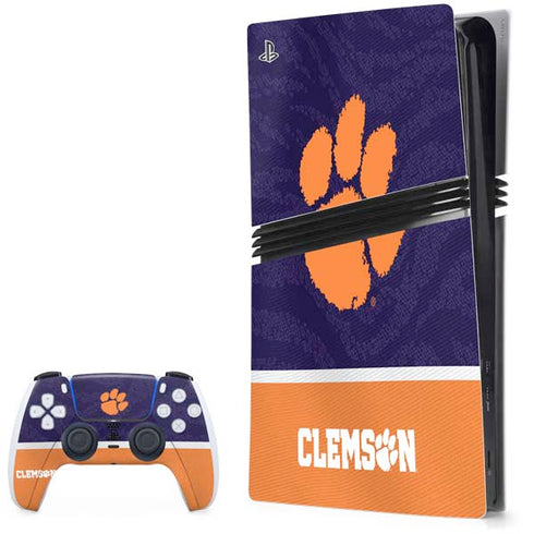 Clemson University Paw Logo PS5 Pro Bundle Skin