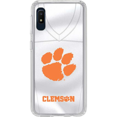 Clemson University White Jersey Galaxy A10e Clear Case