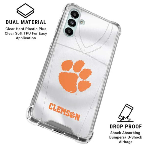 Clemson University White Jersey Galaxy A13 5G Clear Case