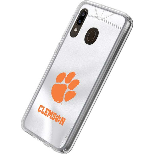 Clemson University White Jersey Galaxy A20 Clear Case