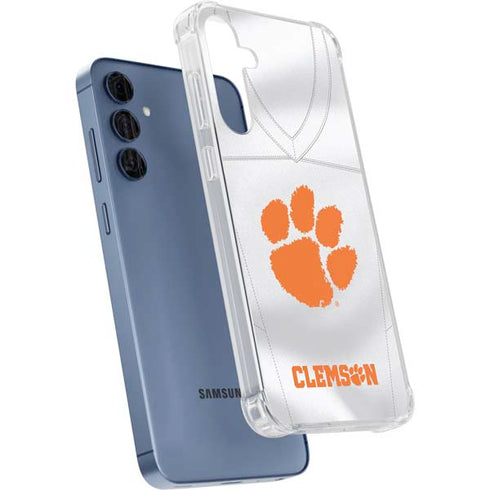 Clemson University White Jersey Galaxy A55 5G Clear Case