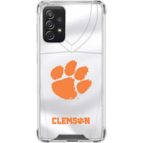 Clemson University White Jersey Galaxy A72 5G Clear Case