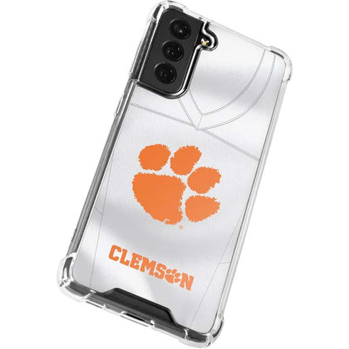 Clemson University White Jersey Galaxy S21 FE Clear Case