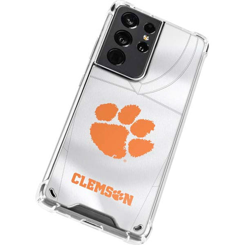 Clemson University White Jersey Galaxy S21 Ultra 5G Clear Case
