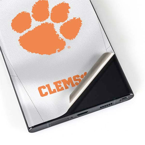 Clemson University White Jersey Galaxy S22 Ultra Skin