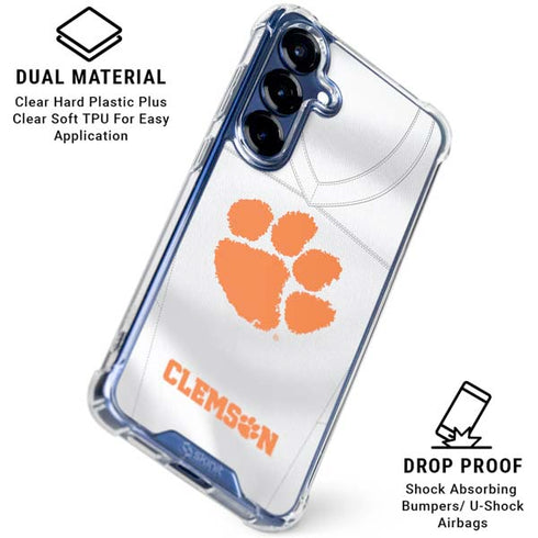 Clemson University White Jersey Galaxy S25 Clear Case