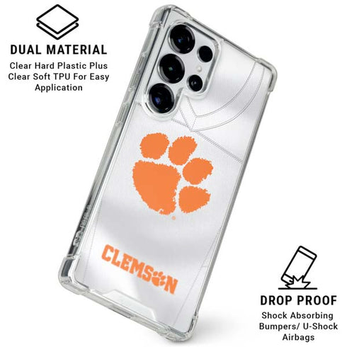 Clemson University White Jersey Galaxy S25 Ultra Clear Case
