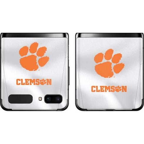 Clemson University White Jersey Galaxy Z Flip Skin