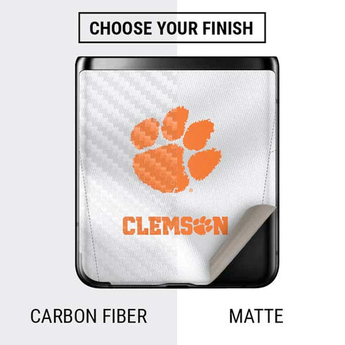 Clemson University White Jersey Galaxy Z Flip Skin