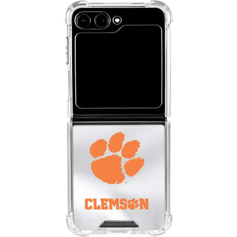 Clemson University White Jersey Galaxy Z Flip5 5G Clear Case