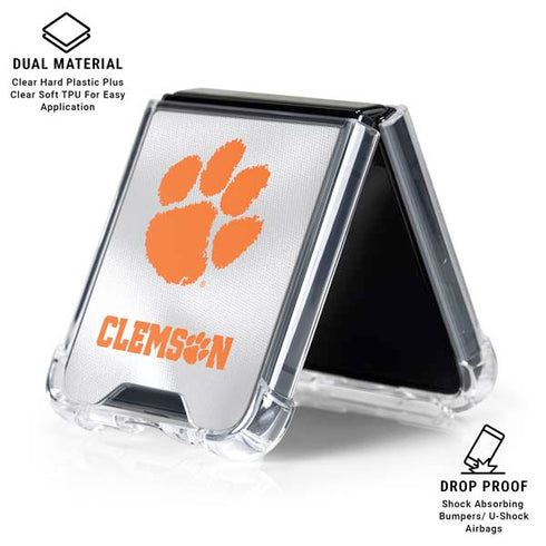 Clemson University White Jersey Galaxy Z Flip6 Clear Case