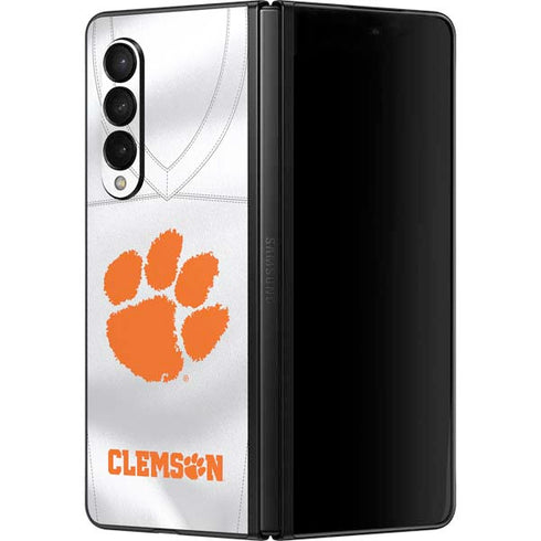 Clemson University White Jersey Galaxy Z Fold3 5G Skin