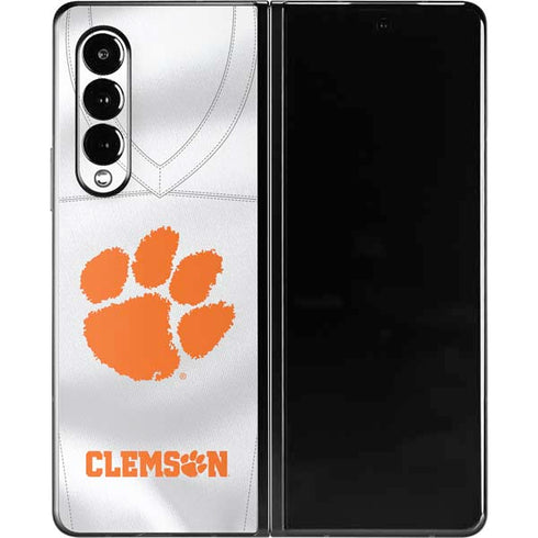 Clemson University White Jersey Galaxy Z Fold3 5G Skin