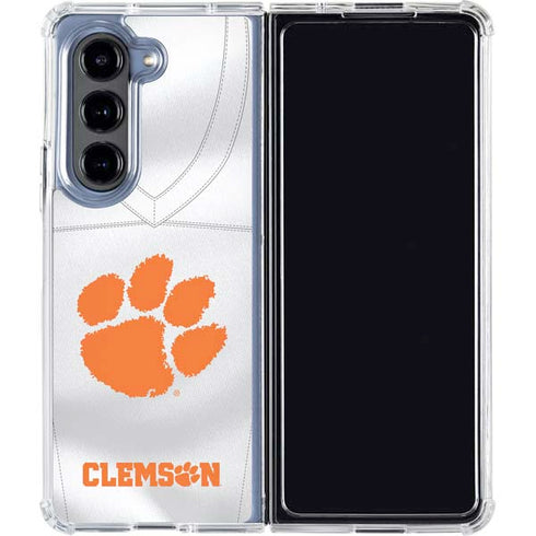 Clemson University White Jersey Galaxy Z Fold5 5G Clear Case