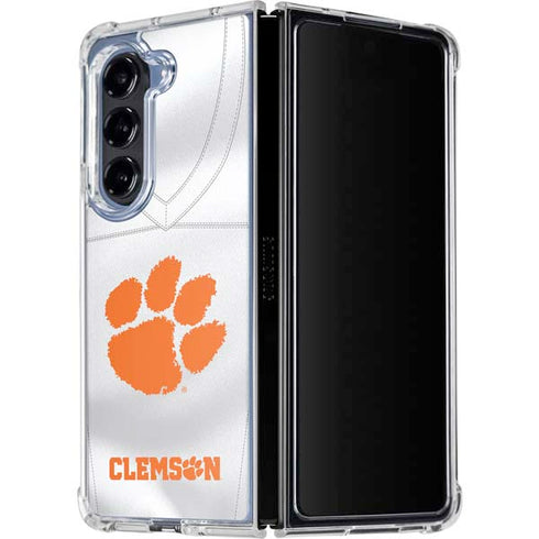 Clemson University White Jersey Galaxy Z Fold5 5G Clear Case