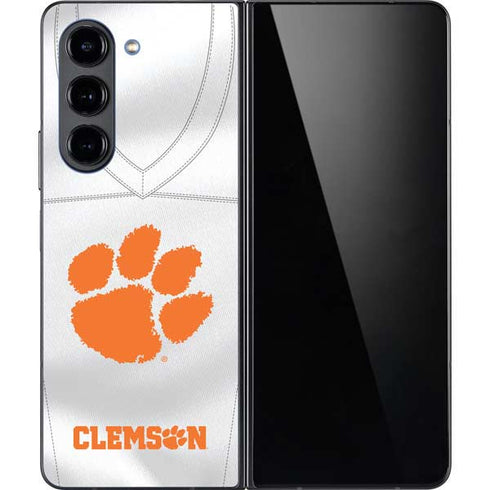 Clemson University White Jersey Galaxy Z Fold5 5G Skin
