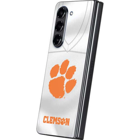 Clemson University White Jersey Galaxy Z Fold5 5G Skin