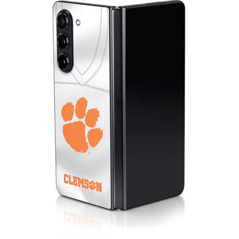 Clemson University White Jersey Galaxy Z Fold5 5G Skin