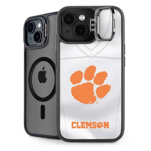 Clemson University White Jersey iPhone 15 Plus Kickstand Case