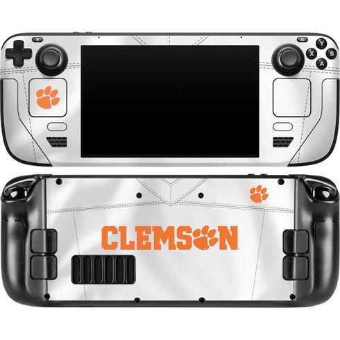 Clemson University White Jersey Steam Deck Handheld Gaming Computer OLED Skin