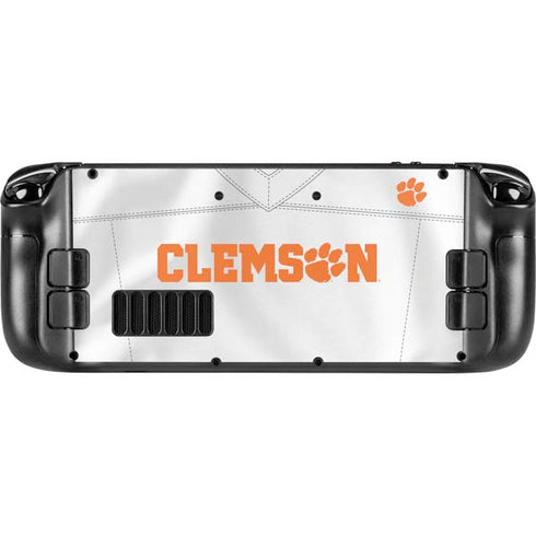Clemson University White Jersey Steam Deck Handheld Gaming Computer OLED Skin