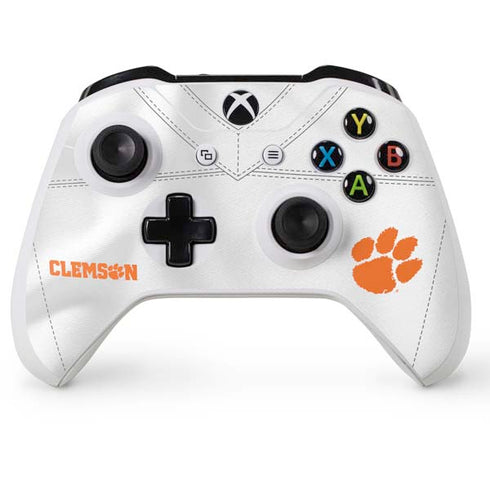 Clemson University White Jersey Xbox One S Console and Controller Bundle Skin