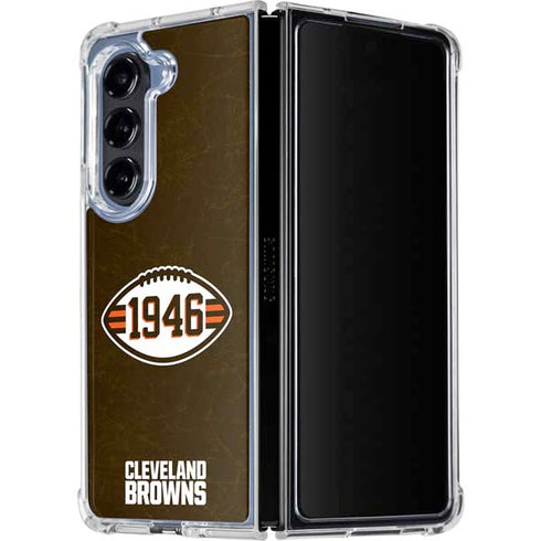 NFL Cleveland Browns Alternate Distressed Galaxy Z Fold5 5G Clear Case