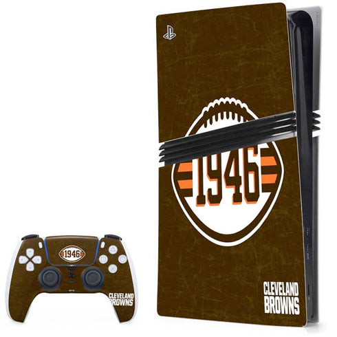 NFL Cleveland Browns Alternate Distressed PS5 Pro Bundle Skin