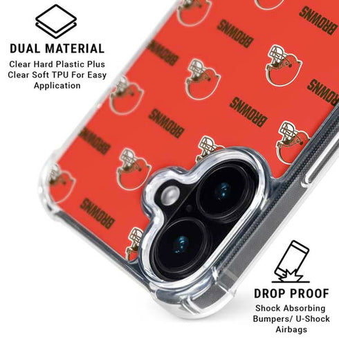 NFL Cleveland Browns Blitz Series iPhone 16 Plus Clear Case