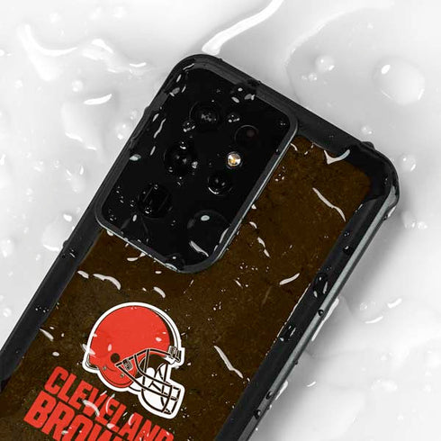 NFL Cleveland Browns Distressed Galaxy S24 Ultra Waterproof Case