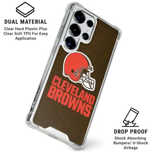 NFL Cleveland Browns Distressed Galaxy S26 Ultra Clear Case