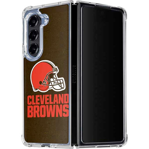 NFL Cleveland Browns Distressed Galaxy Z Fold5 5G Clear Case