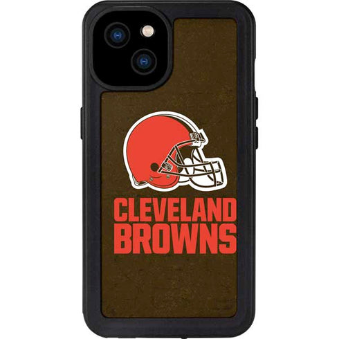 NFL Cleveland Browns Distressed iPhone 15 Plus Waterproof Case