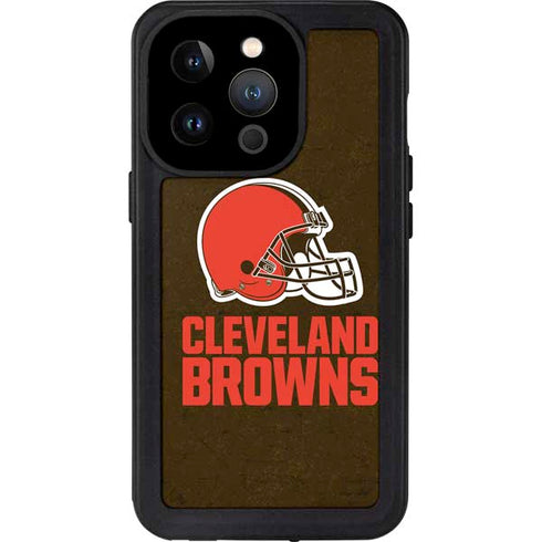NFL Cleveland Browns Distressed iPhone 15 Pro Waterproof Case