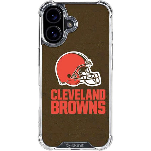 NFL Cleveland Browns Distressed iPhone 16 Plus Clear Case