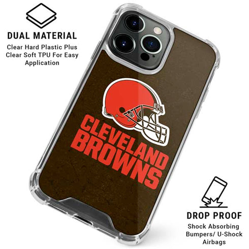 NFL Cleveland Browns Distressed iPhone 16 Pro Clear Case