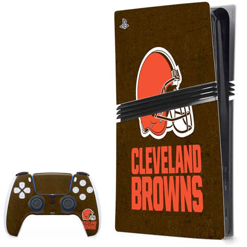 NFL Cleveland Browns Distressed PS5 Pro Bundle Skin