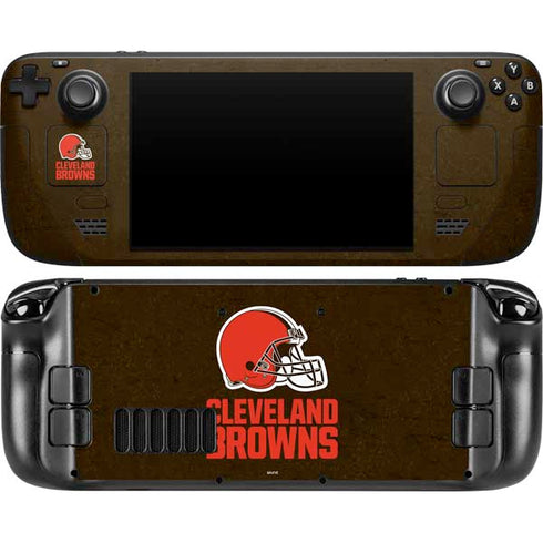 NFL Cleveland Browns Distressed Steam Deck Handheld Gaming Computer OLED Skin