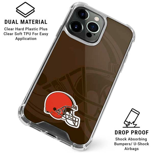 NFL Cleveland Browns Double Vision iPhone 16 Pro Max Clear Case