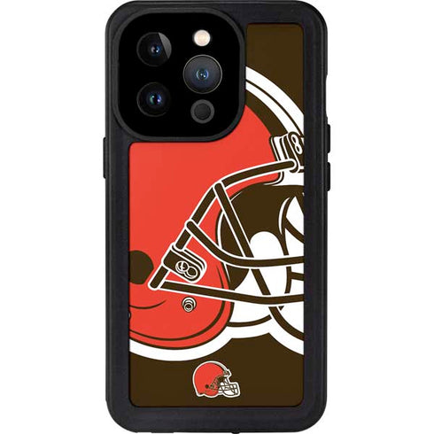 NFL Cleveland Browns Large Logo iPhone 15 Pro Waterproof Case