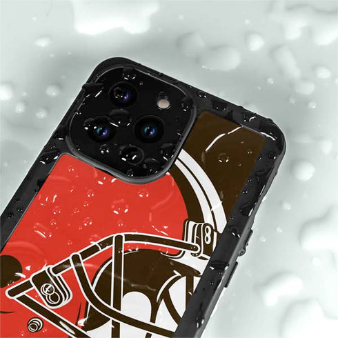 NFL Cleveland Browns Large Logo iPhone 15 Pro Waterproof Case