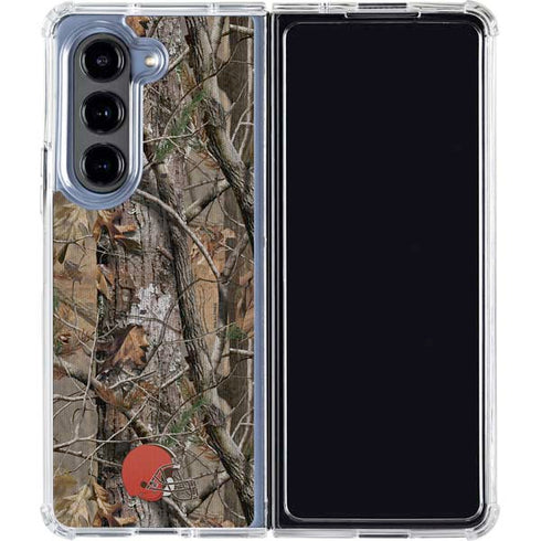 NFL Cleveland Browns Realtree AP Camo Galaxy Z Fold5 5G Clear Case