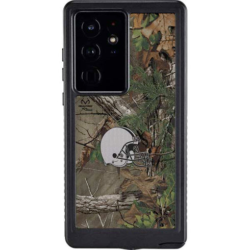 NFL Cleveland Browns Realtree Xtra Green Camo Galaxy S24 Ultra Waterproof Case