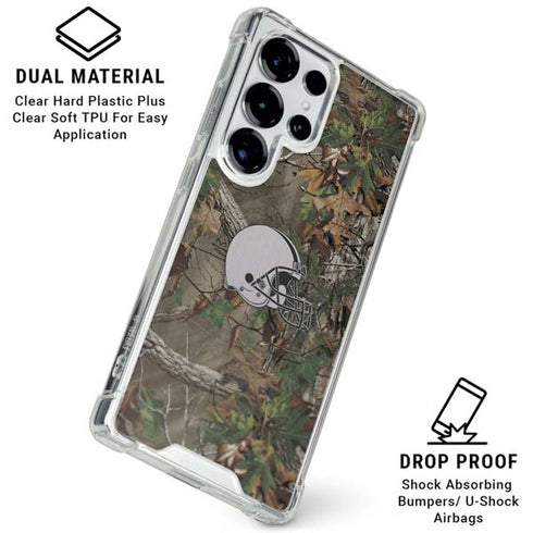 NFL Cleveland Browns Realtree Xtra Green Camo Galaxy S25 Ultra Clear Case