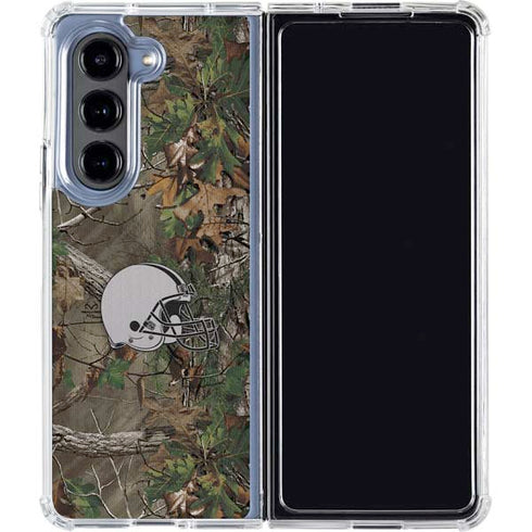 NFL Cleveland Browns Realtree Xtra Green Camo Galaxy Z Fold5 5G Clear Case