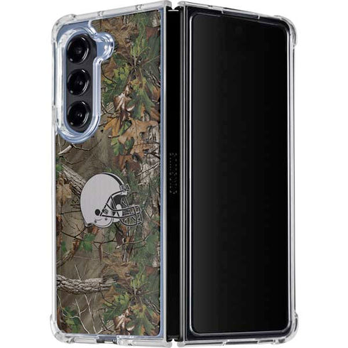 NFL Cleveland Browns Realtree Xtra Green Camo Galaxy Z Fold5 5G Clear Case