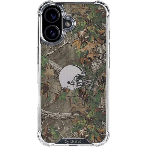 NFL Cleveland Browns Realtree Xtra Green Camo iPhone 16 Plus Clear Case