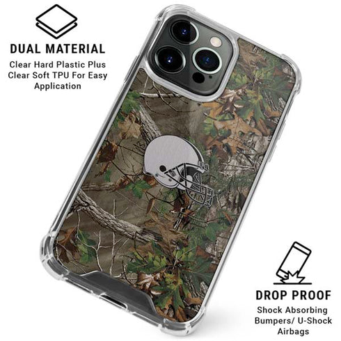 NFL Cleveland Browns Realtree Xtra Green Camo iPhone 16 Pro Clear Case