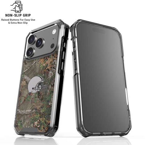 NFL Cleveland Browns Realtree Xtra Green Camo iPhone 18 Pro Clear Case